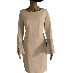 NWT Calvin Klein’s Women sheath with Chiffon Bell sleeves Dress.